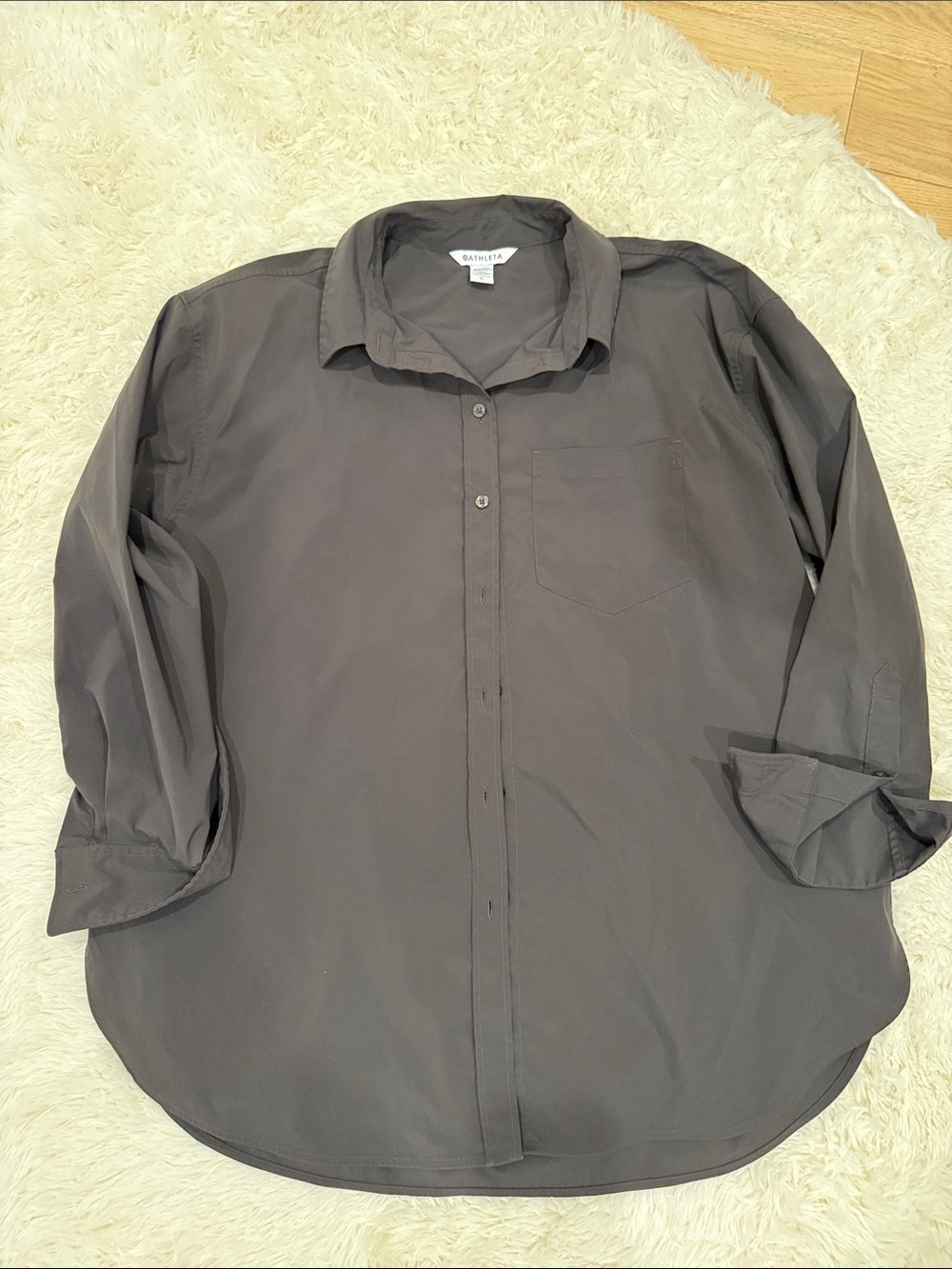 Athleta Loose fitting g Button-Up Shirt in Chocolate Brown